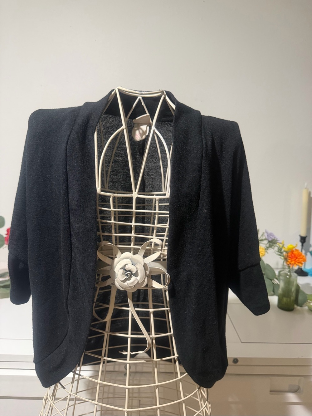 Circo Black Open-Front Lightweight Cardigan